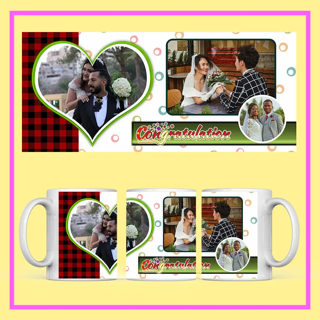 Personalized Congratulations Photo Mug with custom photo and blue polka-dot design – perfect gift for graduation or job promotion from ResroseShop.in