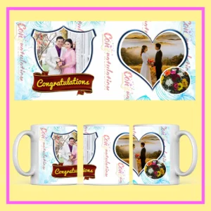 Personalized Congratulations Photo Mug with custom photo and blue polka-dot design – perfect gift for graduation or job promotion from ResroseShop.in
