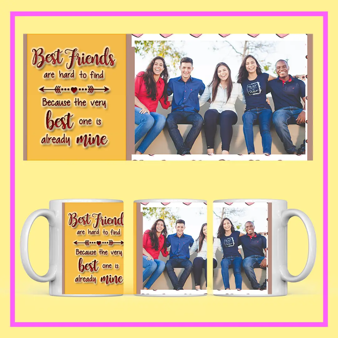 Personalized Best Friend Photo Mug with friendship quote and custom photo – perfect gift for friends from ResroseShop.in