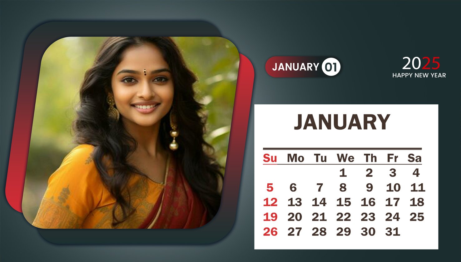 Custom printed calendar with company branding and vibrant monthly design.