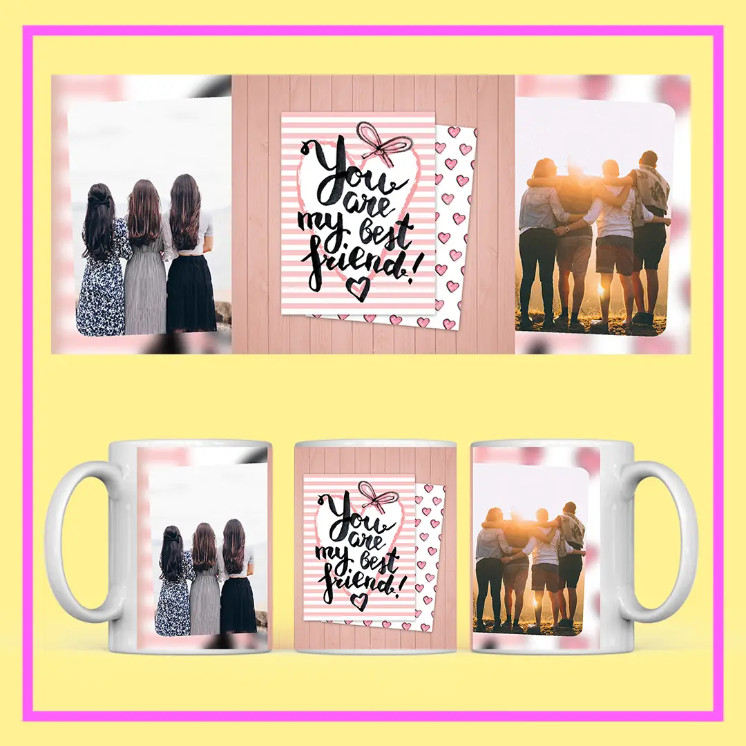 Personalized Best Friend Photo Mug with friendship quote and custom photo – perfect gift for friends from ResroseShop.in