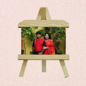 Premium wooden easel stand for artwork and photo display with adjustable height.