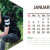 Custom printed calendar with company branding and vibrant monthly design.