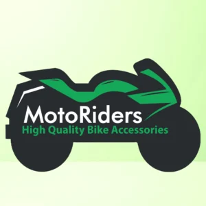 “MotoRiders logo featuring a green and black sports bike icon with the text ‘MotoRiders – High Quality Bike Accessories’.”