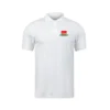 White polo T-shirt with small Amul logo printed on the chest – custom corporate uniform design