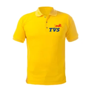 TVS logo yellow polo t-shirt for corporate staff uniform