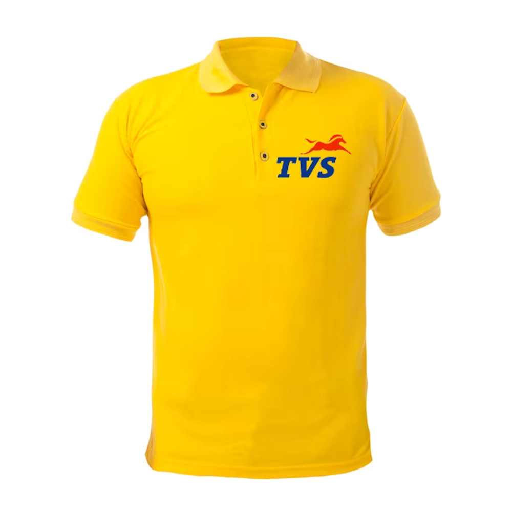 TVS logo yellow polo t-shirt for corporate staff uniform