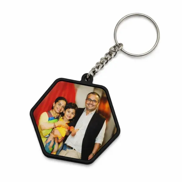 Hexagon customized family photo keychain personalized gift in Burdwan