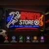 Custom acrylic LED cricket shop neon sign board with batsman and cricket theme design