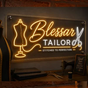 Custom acrylic LED tailor shop neon sign board for boutique and tailoring store in Burdwan