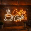 Custom acrylic LED coffee café neon sign board with glowing coffee cup design