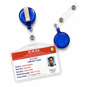 Horizontal PVC Library ID Card with Holder & Reel Clip – Customized Student Identity Card