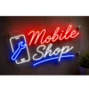 Custom acrylic LED neon mobile shop sign board with cursive handwriting design