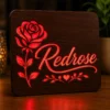 Customized wooden night glow plaque with red resin illuminated name design for home decor