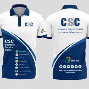 CSC Common Service Center Premium Polo T-Shirt Front and Back Design