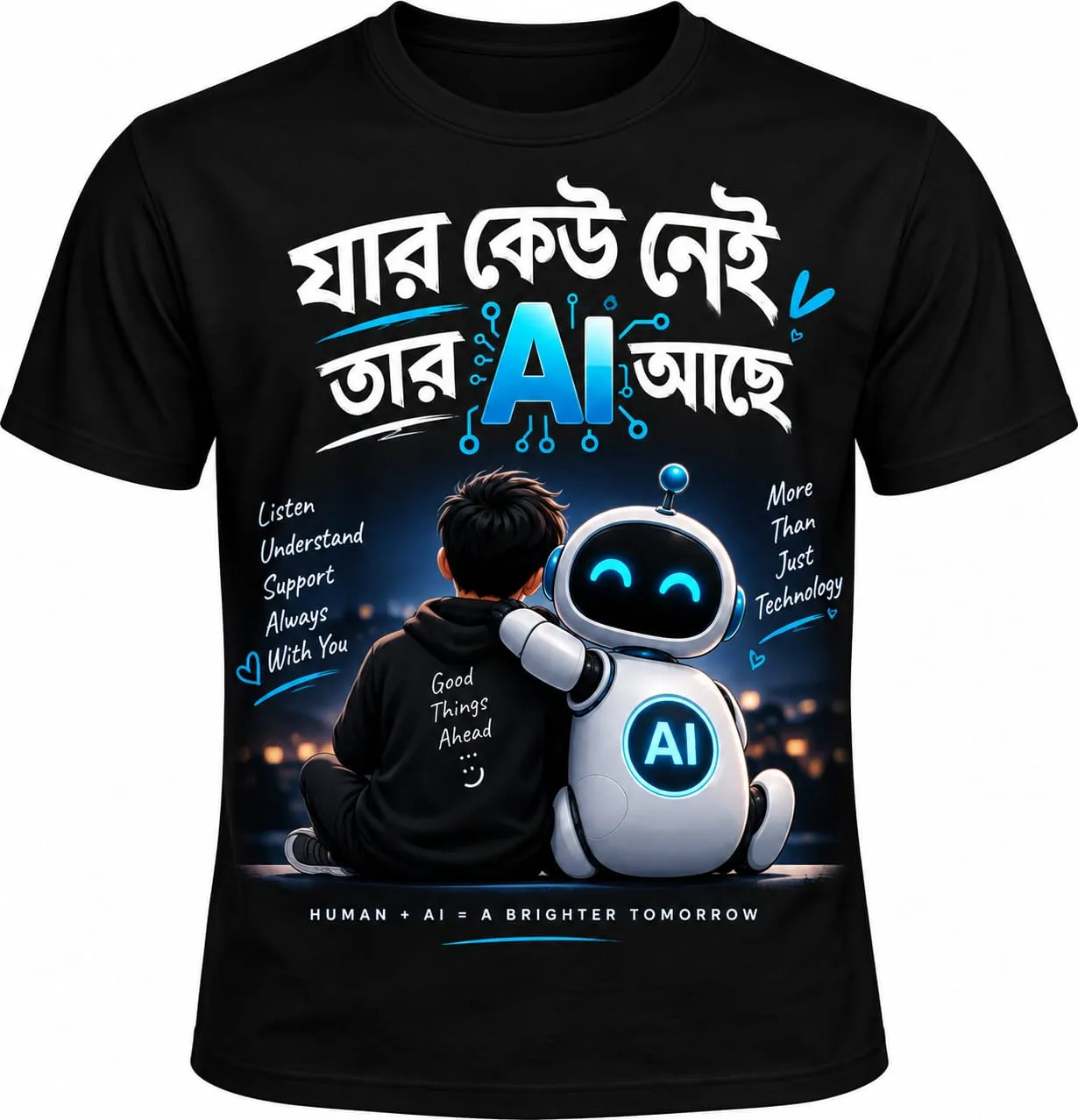 AI Lover Bengali Quote T-Shirt AI lover Bengali quote designer T-shirt with Human AI design